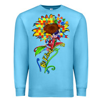 Ocean Blue be kind autism sunflower Premium Sweatshirt - Zillion Design Studio
