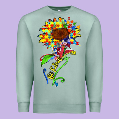 Be Kind Autism Sunflower Premium Sweatshirt Designed By Zillion Design Studio