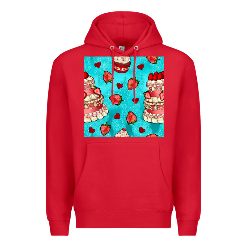 Valentines Day Cake And Strawberries Seamless Pattern Premium Hoodie by BundleAndBundleShop | Teevron