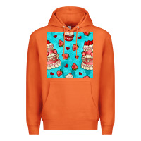 Carrot valentines day cake and strawberries seamless pattern Premium Hoodie - BundleAndBundleShop