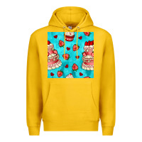 Lemon valentines day cake and strawberries seamless pattern Premium Hoodie - BundleAndBundleShop