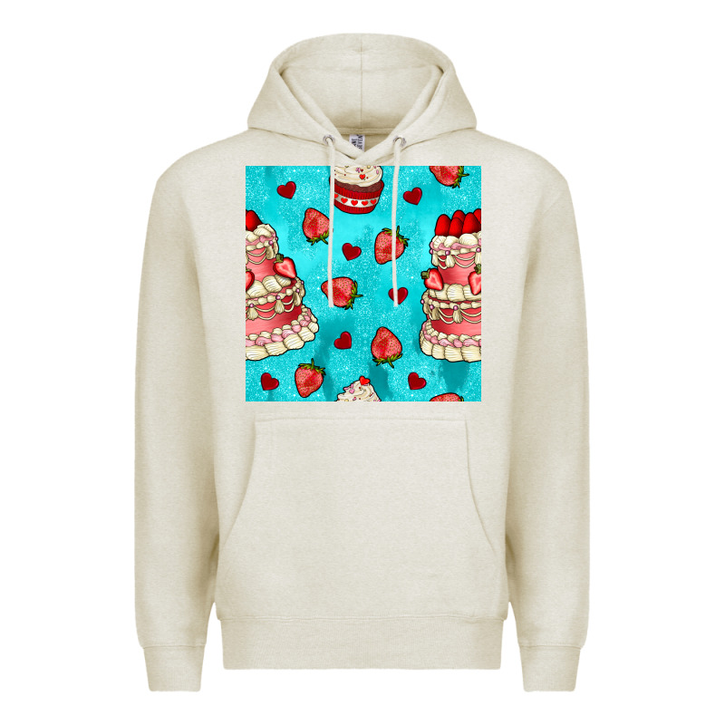 Valentines Day Cake And Strawberries Seamless Pattern Premium Hoodie by BundleAndBundleShop | Teevron