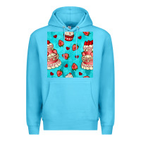 Ocean Blue valentines day cake and strawberries seamless pattern Premium Hoodie - BundleAndBundleShop