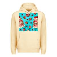Pina Colada valentines day cake and strawberries seamless pattern Premium Hoodie - BundleAndBundleShop