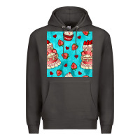 Smoke valentines day cake and strawberries seamless pattern Premium Hoodie - BundleAndBundleShop