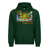 Forest Green with god all things are possible summer Urban Hoodie - AdoDesignShop