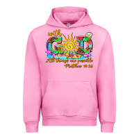 Fuchsia Pink with god all things are possible summer Urban Hoodie - AdoDesignShop