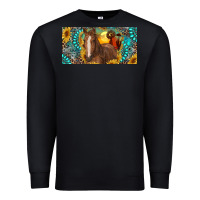 Black horse and desert with sunflowers gemstone Premium Sweatshirt - RanaPortraitStore