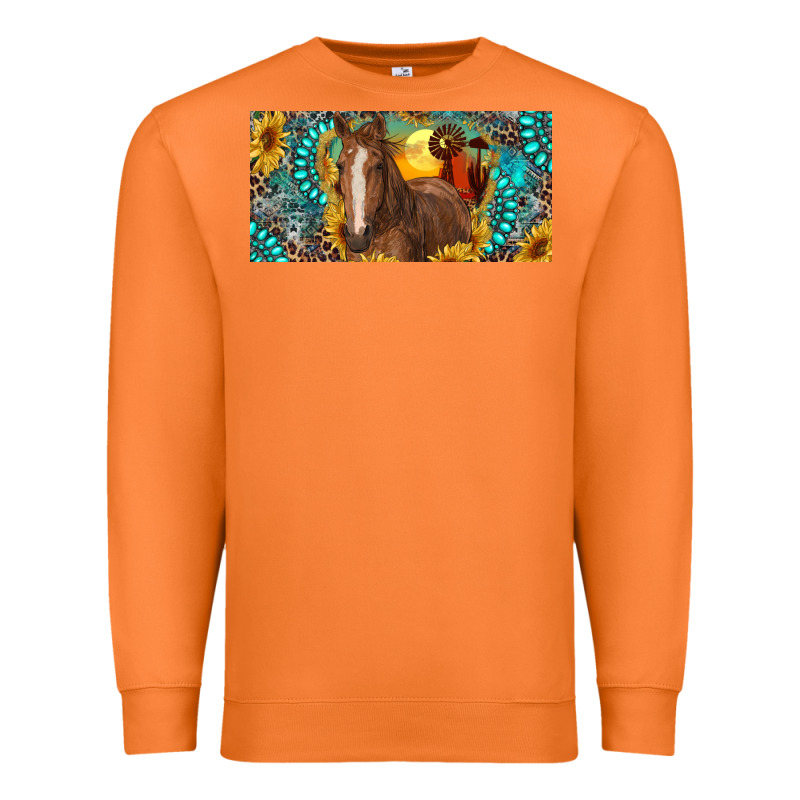 Horse And Desert With Sunflowers Gemstone Premium Sweatshirt by RanaPortraitStore | Teevron