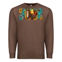 Chestnut horse and desert with sunflowers gemstone Premium Sweatshirt - RanaPortraitStore