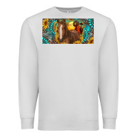 Dove Grey horse and desert with sunflowers gemstone Premium Sweatshirt - RanaPortraitStore