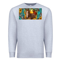 Heather Grey horse and desert with sunflowers gemstone Premium Sweatshirt - RanaPortraitStore
