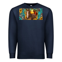 Navy horse and desert with sunflowers gemstone Premium Sweatshirt - RanaPortraitStore