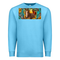 Ocean Blue horse and desert with sunflowers gemstone Premium Sweatshirt - RanaPortraitStore
