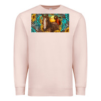 Pale Pink horse and desert with sunflowers gemstone Premium Sweatshirt - RanaPortraitStore