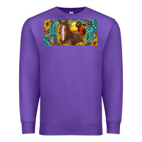 Purple horse and desert with sunflowers gemstone Premium Sweatshirt - RanaPortraitStore