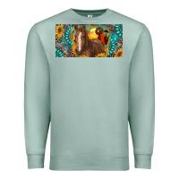 Seafoam horse and desert with sunflowers gemstone Premium Sweatshirt - RanaPortraitStore