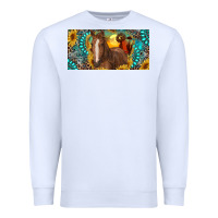 White horse and desert with sunflowers gemstone Premium Sweatshirt - RanaPortraitStore