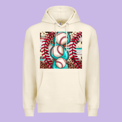 Baseball Leopard Cowhide Turquoise Premium Hoodie Designed By Jahusdesignshop
