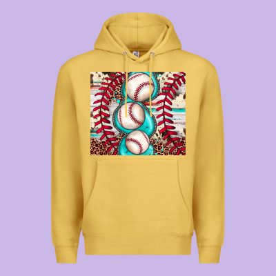 Baseball Leopard Cowhide Turquoise Premium Hoodie Designed By Jahusdesignshop