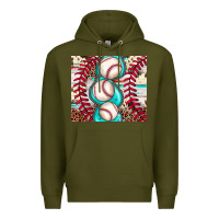 Army Green baseball leopard cowhide turquoise Premium Hoodie - JahusDesignShop