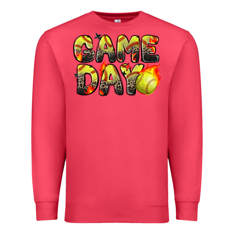 Game Day Softball Leopard Premium Sweatshirt by Zillion Design Studio | Teevron