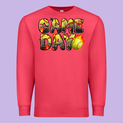 Game Day Softball Leopard Premium Sweatshirt Designed By Zillion Design Studio