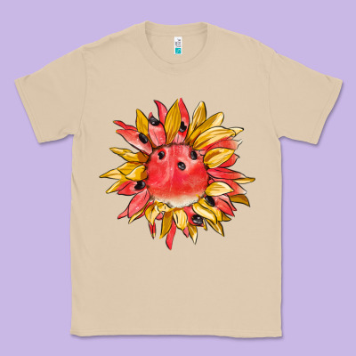 Watermelon Sunflower Classic Tee Designed By Barkaloodesign