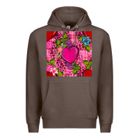 Coffee valentines day flower heart with leopard seamless pattern Premium Hoodie - BundleAndBundleShop