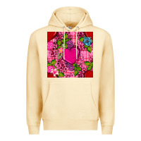 Pina Colada valentines day flower heart with leopard seamless pattern Premium Hoodie - BundleAndBundleShop