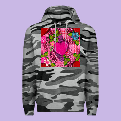 Valentines Day Flower Heart With Leopard Seamless Pattern Premium Hoodie Designed By Bundleandbundleshop