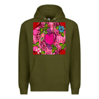 Army Green valentines day flower heart with leopard seamless pattern Premium Hoodie - BundleAndBundleShop