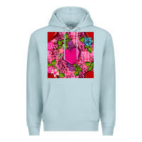Blue Mist valentines day flower heart with leopard seamless pattern Premium Hoodie - BundleAndBundleShop