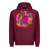 Burgundy valentines day flower heart with leopard seamless pattern Premium Hoodie - BundleAndBundleShop