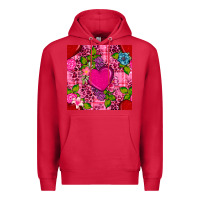 Cardinal valentines day flower heart with leopard seamless pattern Premium Hoodie - BundleAndBundleShop