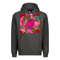 Charcoal Heather valentines day flower heart with leopard seamless pattern Premium Hoodie - BundleAndBundleShop