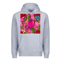 Heather Grey valentines day flower heart with leopard seamless pattern Premium Hoodie - BundleAndBundleShop