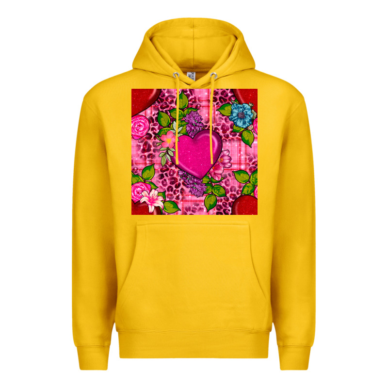 Valentines Day Flower Heart With Leopard Seamless Pattern Premium Hoodie by BundleAndBundleShop | Teevron