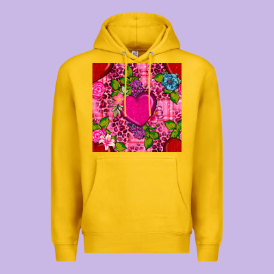 Valentines Day Flower Heart With Leopard Seamless Pattern Premium Hoodie Designed By Bundleandbundleshop