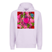 Lilac valentines day flower heart with leopard seamless pattern Premium Hoodie - BundleAndBundleShop