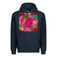 Navy valentines day flower heart with leopard seamless pattern Premium Hoodie - BundleAndBundleShop