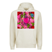Oatmeal Heather valentines day flower heart with leopard seamless pattern Premium Hoodie - BundleAndBundleShop