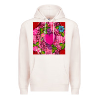 Pale Pink valentines day flower heart with leopard seamless pattern Premium Hoodie - BundleAndBundleShop