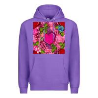 Purple valentines day flower heart with leopard seamless pattern Premium Hoodie - BundleAndBundleShop