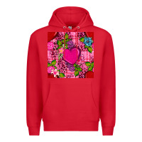 Red valentines day flower heart with leopard seamless pattern Premium Hoodie - BundleAndBundleShop