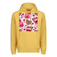 Antique Gold valentines day milkshake seamless pattern Premium Hoodie - BundleAndBundleShop