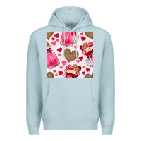 Blue Mist valentines day milkshake seamless pattern Premium Hoodie - BundleAndBundleShop