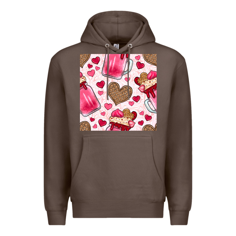 Valentines Day Milkshake Seamless Pattern Premium Hoodie by BundleAndBundleShop | Teevron