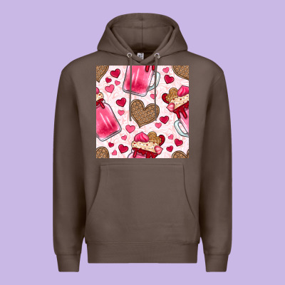 Valentines Day Milkshake Seamless Pattern Premium Hoodie Designed By Bundleandbundleshop