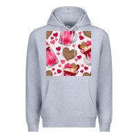 Heather Grey valentines day milkshake seamless pattern Premium Hoodie - BundleAndBundleShop